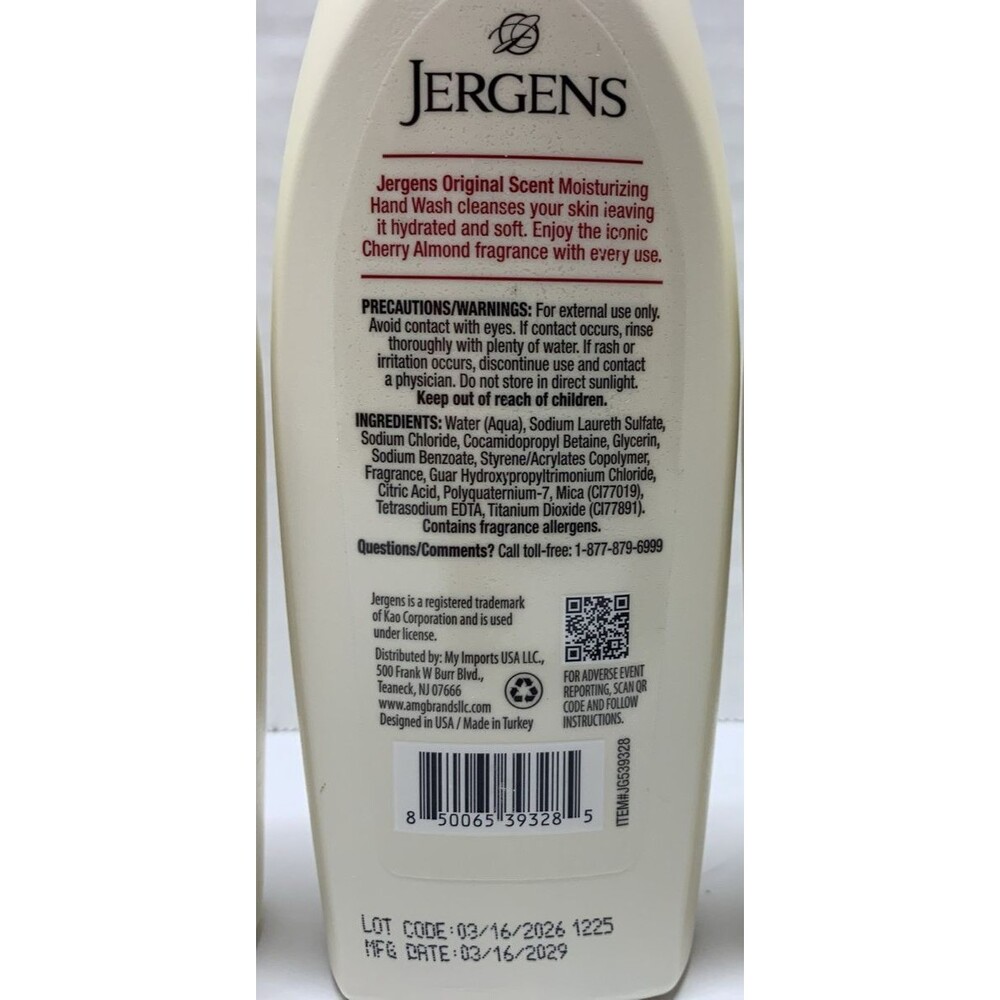 Jergens Cherry Almond Scen Moisturizing Hand Soap 8.45 Fl Oz Limited Edition (3) - Picture 3 of 4